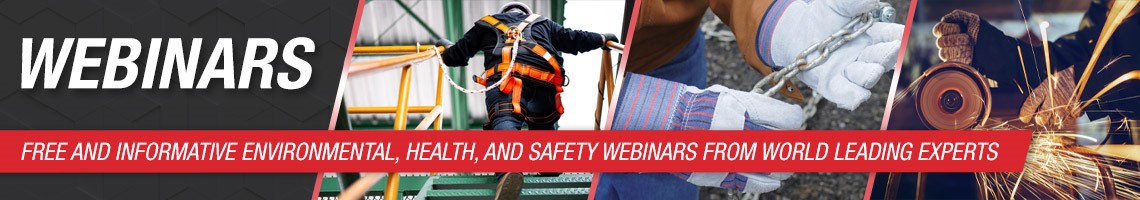 Webinar Banner. free and Informative Environmental, Health, and Safety webinars led by world leading experts.